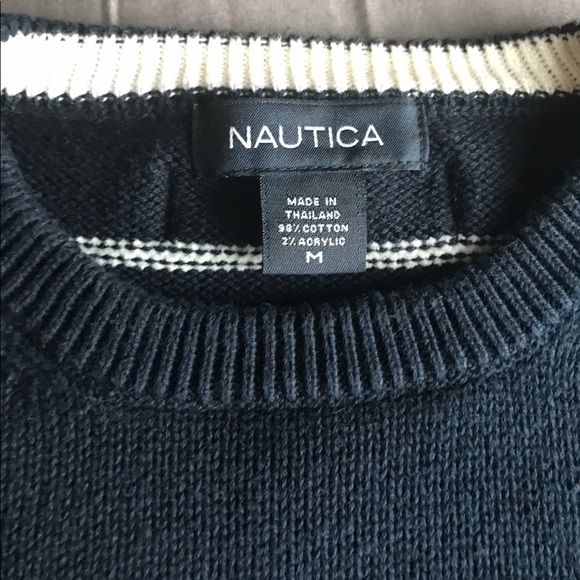 Nautica Dark Navy Blue and White Crewneck Sweater - Picture 6 of 8